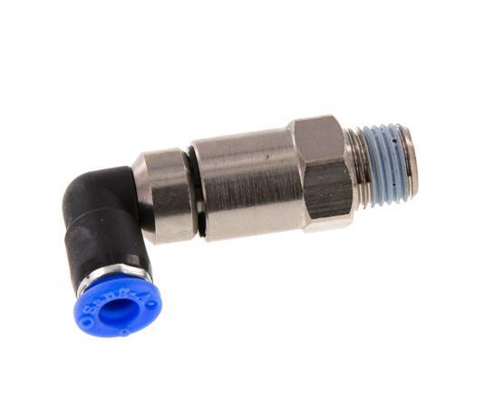 6mm & R1/4'' Elbow Quick Swivel Joint Push-In-Male Threads Nickel-Plated Brass/PBT NBR Rotatable