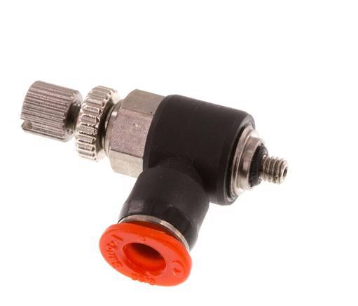 Flow Control Silencer Meter-In Elbow 4 mm - M3 Brass/PBT