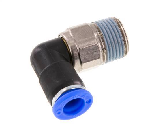 8mm & R3/8'' Elbow Swivel Joint Push-In-Male Threads Nickel-Plated Brass/PBT NBR Rotatable
