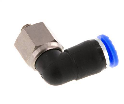 6mm & M5 Elbow Swivel Joint Push-In-Male Threads Nickel-Plated Brass/PBT NBR Rotatable