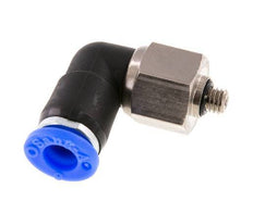 6mm & M5 Elbow Swivel Joint Push-In-Male Threads Nickel-Plated Brass/PBT NBR Rotatable
