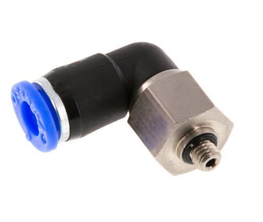 6mm & M5 Elbow Swivel Joint Push-In-Male Threads Nickel-Plated Brass/PBT NBR Rotatable