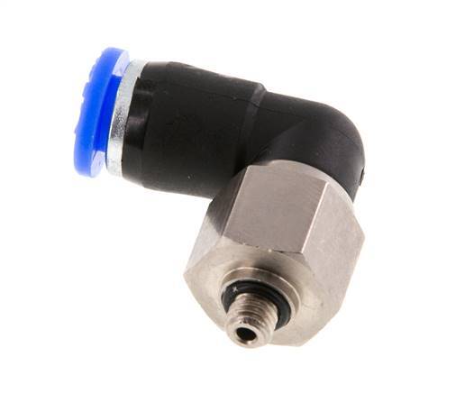 6mm & M5 Elbow Swivel Joint Push-In-Male Threads Nickel-Plated Brass/PBT NBR Rotatable