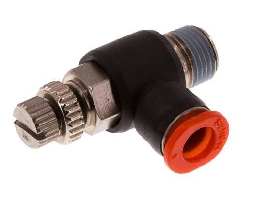 Flow Control Silencer Meter-In Elbow 6 mm - R1/8'' Brass/PBT