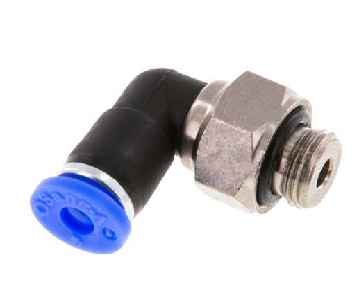 4mm & G1/8'' Elbow Swivel Joint Push-In-Male Threads Nickel-Plated Brass/PBT NBR Rotatable