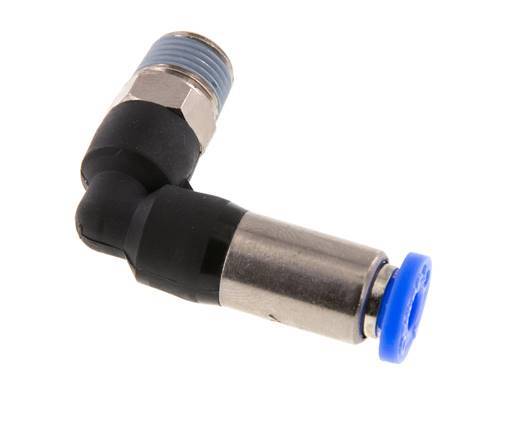 Push-In Fitting 4mm & R1/8'' Male Auto Shut-Off Elbow Brass/PBT 0-10bar (0-145psi) [2 Pieces]