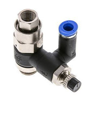 Flow Control Silencer Meter-Out Rotatable 6 mm - G1/4''-G1/8'' Brass/PA 66 with Pilot Operated Check Valve