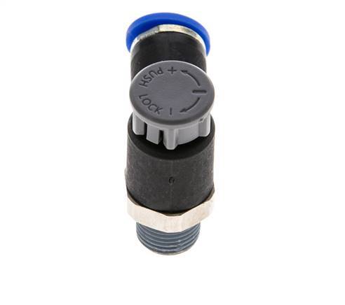 Flow Control Valve Meter-Out Elbow 6 mm - R1/8'' Brass/PA 66 Locknut
