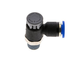 Flow Control Valve Meter-Out Elbow 6 mm - R1/8'' Brass/PA 66 Locknut