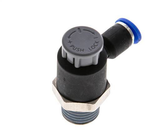 Flow Control Valve Meter-Out Elbow 4 mm - R1/4'' Brass/PA 66 Locknut