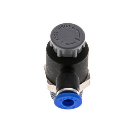 Flow Control Valve Meter-Out Elbow 4 mm - R1/4'' Brass/PA 66 Locknut