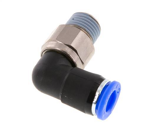8mm & R1/4'' Elbow Swivel Joint Push-In-Male Threads Nickel-Plated Brass/PBT NBR Rotatable