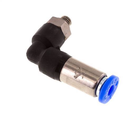Push-In Fitting 4mm & M5 Male Auto Shut-Off Elbow Brass/PBT 0-10bar (0-145psi)