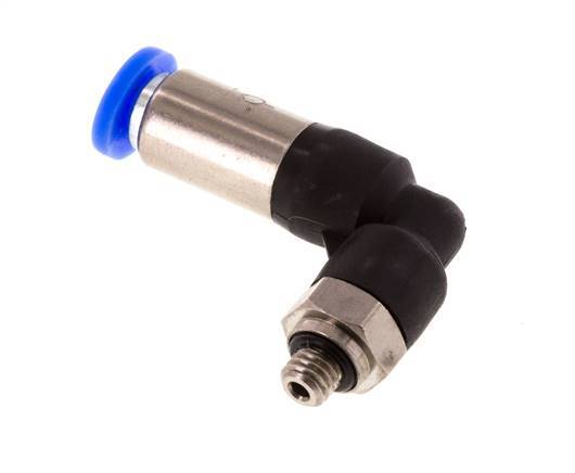 Push-In Fitting 4mm & M5 Male Auto Shut-Off Elbow Brass/PBT 0-10bar (0-145psi)