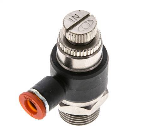Flow Control Silencer Meter-In Elbow 6 mm - G3/8'' Brass/PA 66