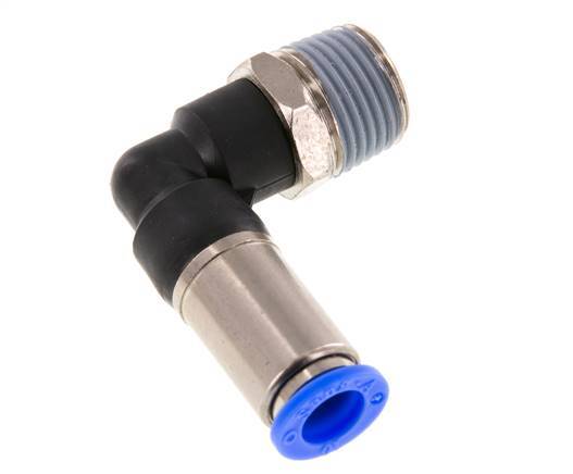 Push-In Fitting 10mm & R1/2'' Male Auto Shut-Off Elbow Brass/PBT 0-10bar (0-145psi)