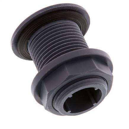Screw Connection for Drain Cocks G1'' DN24 Bulkhead Polypropylene (pp) EPDM 10bar (140.5psi) FDA