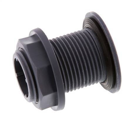 Screw Connection for Drain Cocks G1'' DN24 Bulkhead Polypropylene (pp) EPDM 10bar (140.5psi) FDA