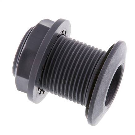 Screw Connection for Drain Cocks G1'' DN24 Bulkhead Polypropylene (pp) EPDM 10bar (140.5psi) FDA