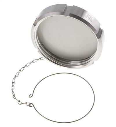 Cap Nut Rd130 X 1/4'' DN 100 Stainless Steel 1.4404 NBR DIN 11851 FDA 21 with Chain