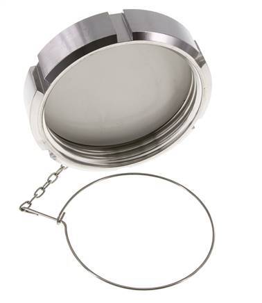 Cap Nut Rd110 X 1/4'' DN 80 Stainless Steel 1.4404 NBR DIN 11851 FDA 21 with Chain