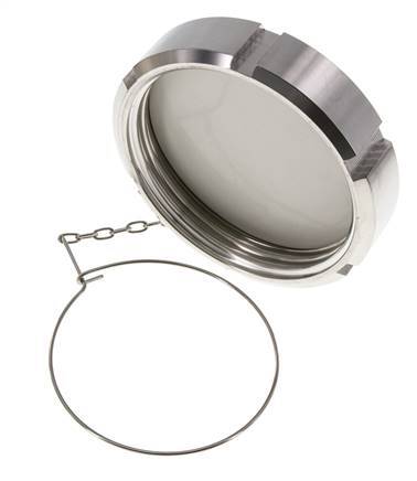 Cap Nut Rd110 X 1/4'' DN 80 Stainless Steel 1.4404 NBR DIN 11851 FDA 21 with Chain