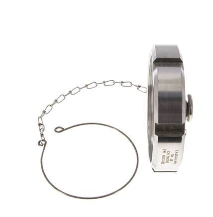 Cap Nut Rd95 X 1/6'' DN 65 Stainless Steel 1.4404 NBR DIN 11851 FDA 21 with Chain