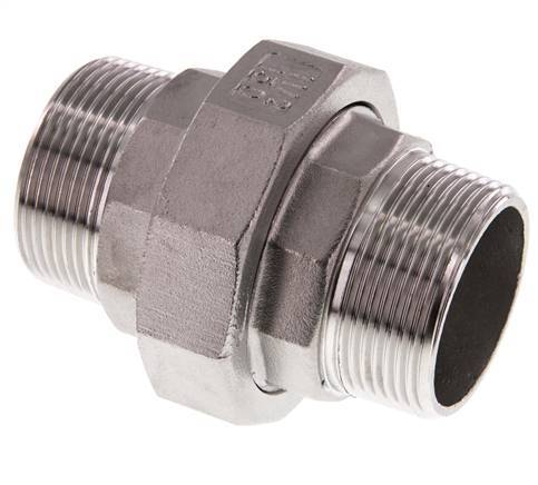 Union Straight Connector R1 1/2'' Stainless Steel Flat Seal PTFE 16bar (224.8psi)