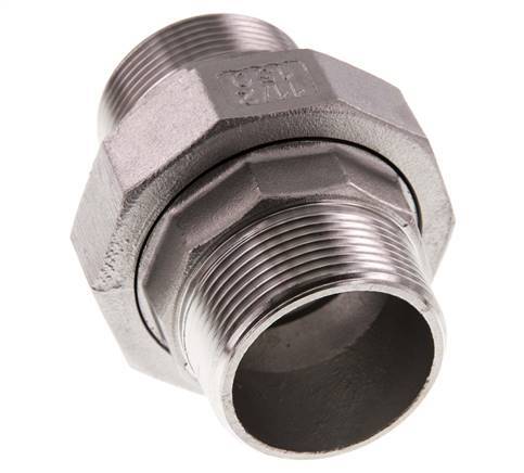 Union Straight Connector R1 1/2'' Stainless Steel Flat Seal PTFE 16bar (224.8psi)