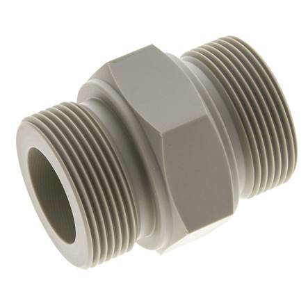 Double Nipple G1 1/2'' Polypropylene (pp) 10bar (140.5psi) FDA 55mm Hex