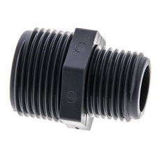 Reducing Double Nipple G1/2'' x G3/4'' Polypropylene (pp) 10bar (140.5psi) FDA 27mm Hex