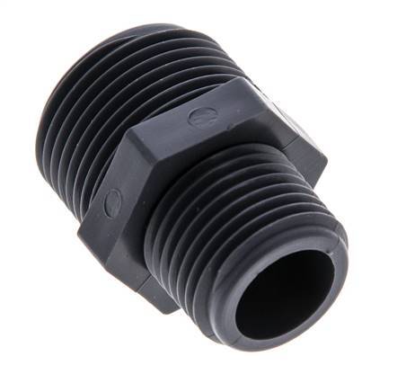 Reducing Double Nipple G1/2'' x G3/4'' Polypropylene (pp) 10bar (140.5psi) FDA 27mm Hex