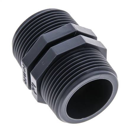 Double Nipple G1 1/4'' Polypropylene (pp) 10bar (140.5psi) FDA 46mm Hex