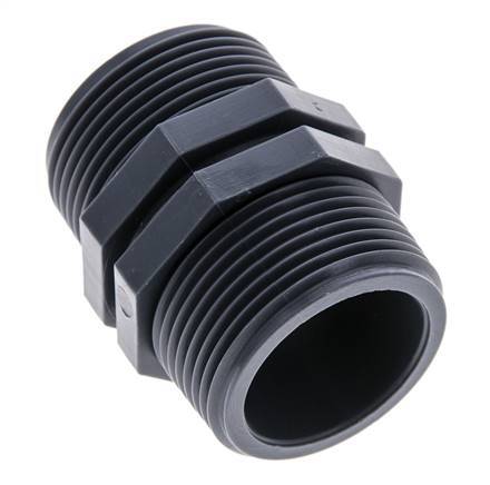 Double Nipple G1 1/4'' Polypropylene (pp) 10bar (140.5psi) FDA 46mm Hex