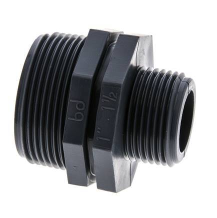 Reducing Double Nipple G1'' x G1 1/2'' Polypropylene (pp) 10bar (140.5psi) FDA 54mm Hex