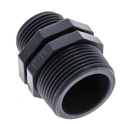 Reducing Double Nipple G1'' x G1 1/4'' Polypropylene (pp) 10bar (140.5psi) FDA 46mm Hex