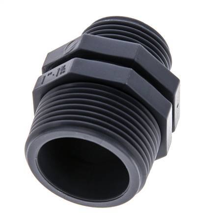 Reducing Double Nipple G1'' x G1 1/4'' Polypropylene (pp) 10bar (140.5psi) FDA 46mm Hex