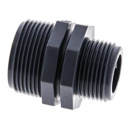 Reducing Double Nipple G1'' x G1 1/4'' Polypropylene (pp) 10bar (140.5psi) FDA 46mm Hex