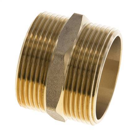 Double Nipple G1 1/2'' Brass Flat Seal 16bar (224.8psi) 48mm Hex