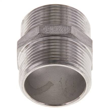 Double Nipple G1 1/4'' Stainless Steel Flat Seal 16bar (224.8psi) 45mm Hex