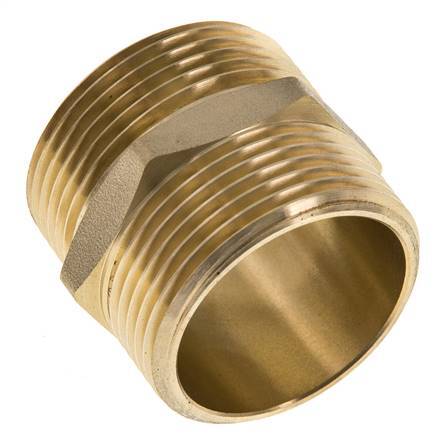 Double Nipple G1 1/4'' Brass Flat Seal 16bar (224.8psi) 42mm Hex