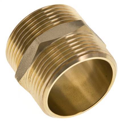 Double Nipple G1 1/4'' Brass Flat Seal 16bar (224.8psi) 42mm Hex
