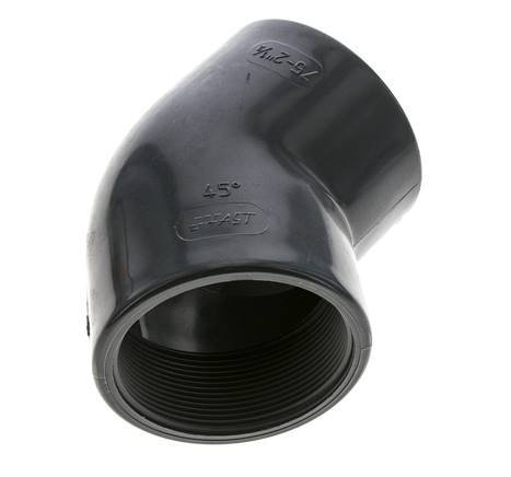 45deg Angled Fitting Rp2 1/2'' Female PVC-U 16bar (224.8psi) EN 1452-3