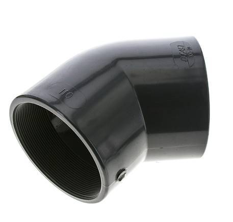 45deg Angled Fitting Rp4'' Female PVC-U 16bar (224.8psi) EN 1452-3