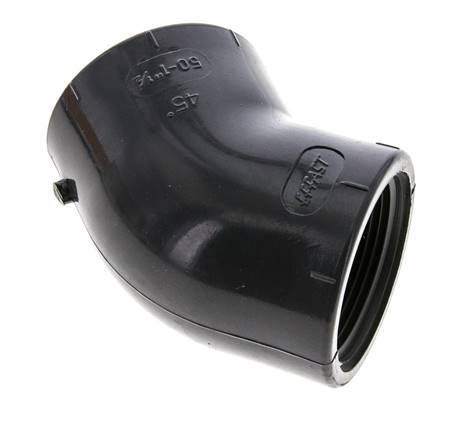 45deg Angled Fitting Rp1 1/2'' Female PVC-U 16bar (224.8psi) EN 1452-3