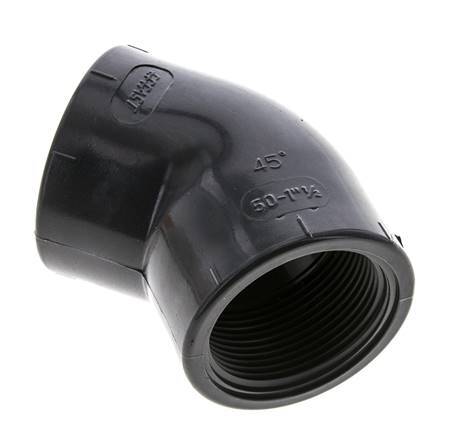 45deg Angled Fitting Rp1 1/2'' Female PVC-U 16bar (224.8psi) EN 1452-3