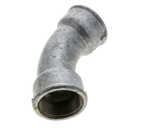 45deg Angled Fitting Rp1 1/2'' Female Cast Iron 25bar (351.25psi)