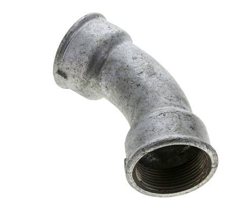 45deg Angled Fitting Rp1 1/2'' Female Cast Iron 25bar (351.25psi)
