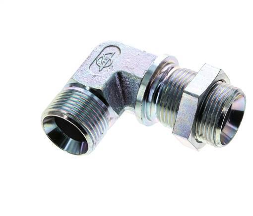 90deg Angled Fitting G1'' Bulkhead High Pressure Steel 60° Cone 225bar (3161.25psi) Hydraulic