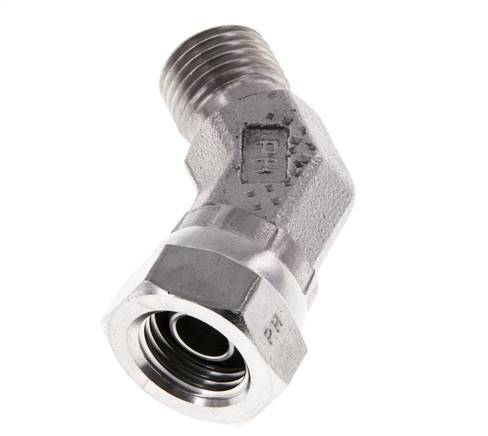 45deg Angled Fitting G1/4'' Female x Male High Pressure Stainless Steel 60° Cone 350bar (4917.5psi) Hydraulic